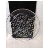 Round glass divided vegetable serving platter