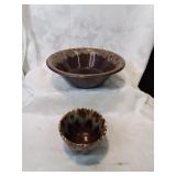 Group of 2 brown dripwear bowls