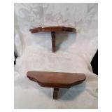 Pair of wooden wall shelves ten inches at rear