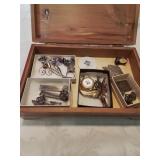 Wooden box with jewelry