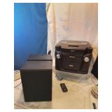 R c a bookshelf stereo with remote and speakers