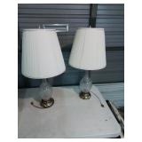 Pair of nice glass and brass table lamps