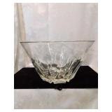 Large etched glass serving bowl