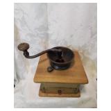 Antique wooden coffee grinder