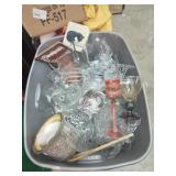 Rubber tote of estate glassware many wine stems