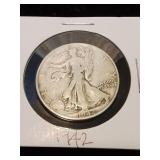 Nineteen forty two silver half dollar