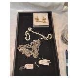 Trey of jewelry , including a sterling , leaf