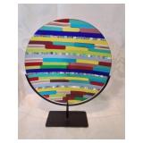 Art glass plate in display stand