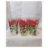 Group of six thorny rose juice glasses