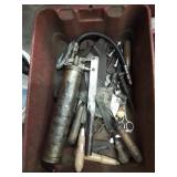 Red rubber tub of miscellaneous tools