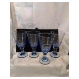 Set of 4 Libbey sirrus blue ringed goblets