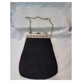 Formal black velvet handbag