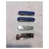 Group of four folding knives