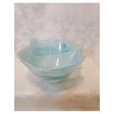 Beautiful blue swirl art glass bowl