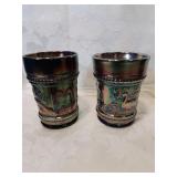 Pair of carnival glass tumblers