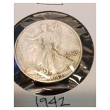Nineteen forty two silver half dollar