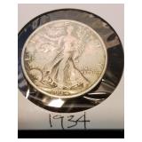 Nineteen thirty four silver half dollar