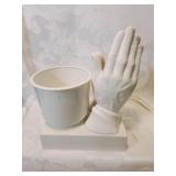 Praying hands ceramic planter