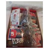 Flat of baseball cards and pins