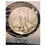 Nineteen twenty silver half dollar