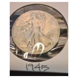 Nineteen forty five silver half dollar