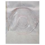 Pink etched glass two handle platter