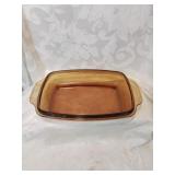 Smoked amber glass casserole