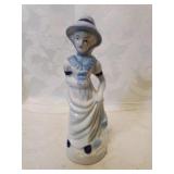 Blue and white female figurine , six and a half