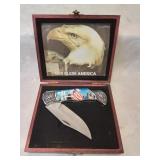 God bless america folding knife in box