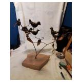 Metal art bird candle holder on heavy stone base