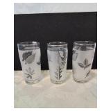 3 Libbey silver leaf juice glasses