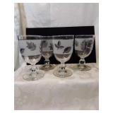 4 Libbey silver leaf stems
