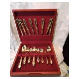 Stainless silverware set in fitted box