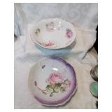 Group of\nTwo hand painted rose serving bowls