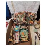 Flat of vintage comic books