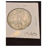 Nineteen forty five silver half dollar
