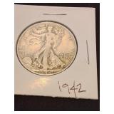 Nineteen forty two silver half dollar