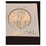 Nineteen forty two silver half dollar