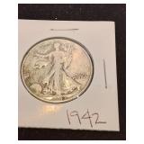 Nineteen forty two silver half dollar