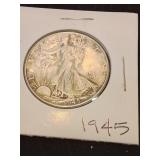 Nineteen forty five silver half dollar