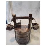 Ceramic wishing well eight inches tall