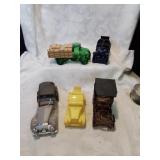 Group of five avon car and truck cologne bottles