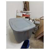 Gray rubber storage tote with lid