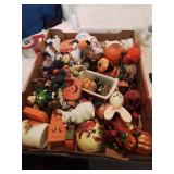 Large flat of various holiday decorative items