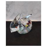 Glass rabbit paperweight