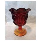 Amberina open vase six inches