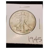 Nineteen forty five silver half dollar