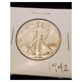 Nineteen forty two silver half dollar