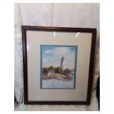 Framed lighthouse at lake art fifteen by