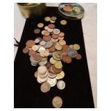 Group of mostly foreign coins